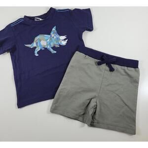 Mick Mack Toddler Boys 24 Months Dino Shirt & Shorts Outfit NEW